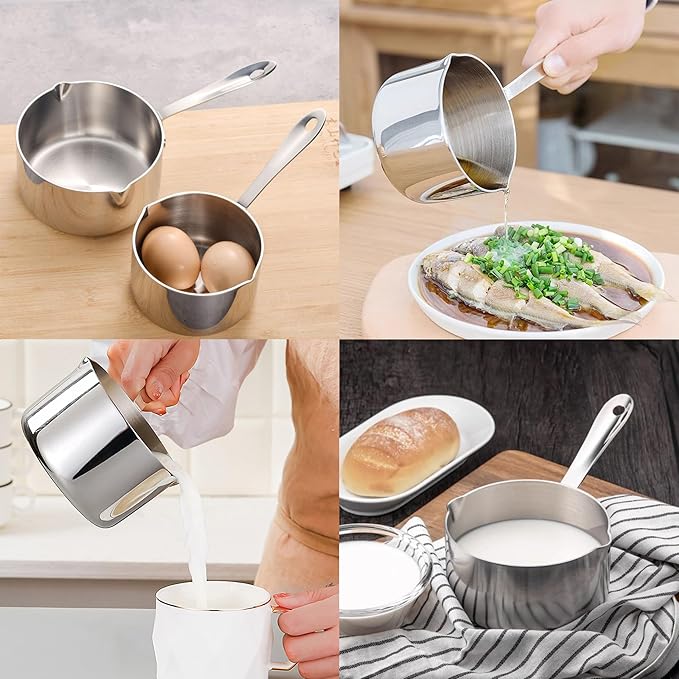 20 Ounce Kitchen Induction Stainless Steel Milk Pot Saucepan Oil Chocolate Sauce Pan Butter Warmer Pot (600 ml)