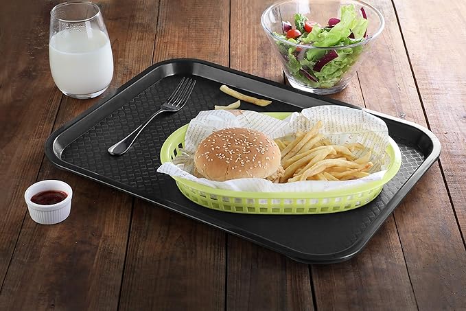 New Star Foodservice 24333 Fast Food Tray, 10.5 x 13.5, Black, Set of 12