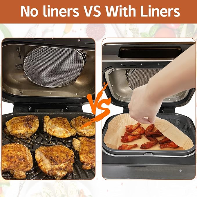 Air Fryer Liners Ninja Accessories,Air Fryer Liners Disposable Paper Air Fryer Parchment Paper Liners Rectangular Air Fryer Accessories Baking Paper (125PCS for Ninja XL)
