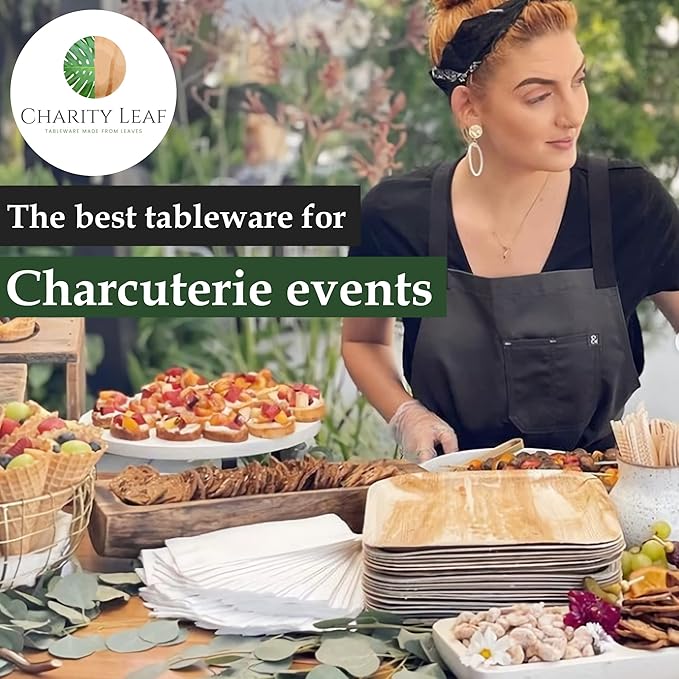 10-Pack 22"x12" Palm Leaf Trays | Eco-Friendly, Compostable Platters for Weddings, Charcuterie Boards & Events