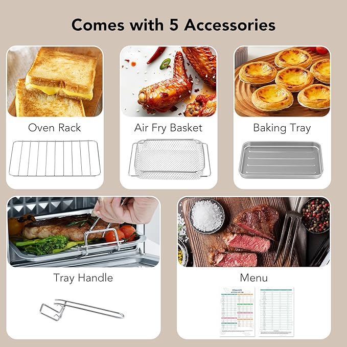 12.7 QT 6-in-1 Air Fryer Toaster Oven with Steam Infusion, Compact, Fast Preheat, Air Fry, Bake, Roast, Broil, Reheat & Steam, Perfect for Small Contertop, Blue