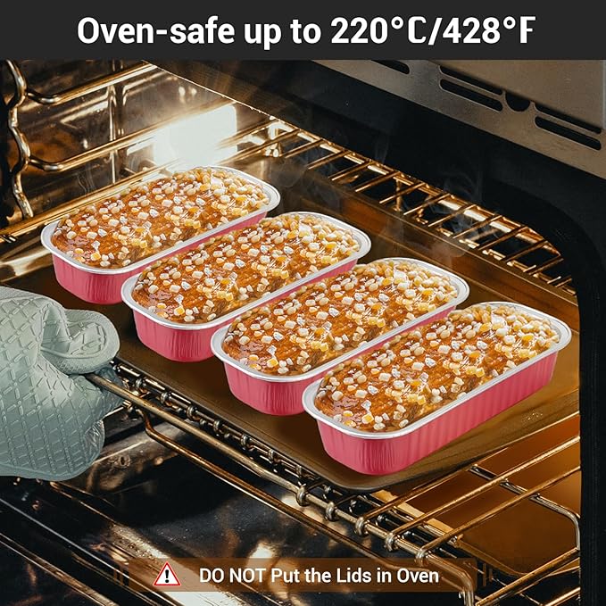 EUSOAR Baking Cups with Lids, 50pcs 6.8oz Aluminum Foil Cheesecake Ramekins Mini Loaf Pans Tin Disposable, Reusable Cake Containers Wrappers Cheesecake Creme Brulee for Picnic Wedding Party Gathering