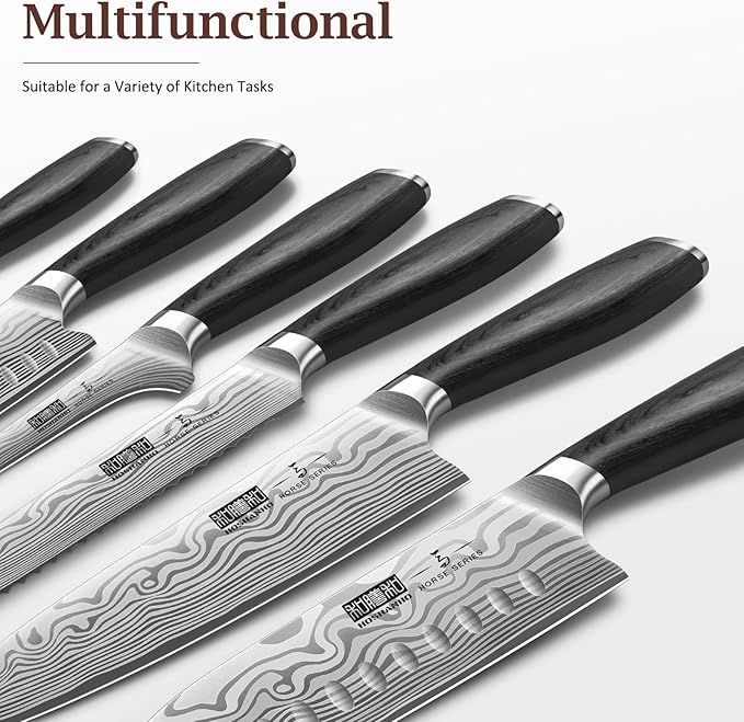 7 Pieces Knife Set with Magnetic Knife Holder, Ultra Sharp Powder Steel Kitchen Knives Set, Professional Chef Knife Sets with Ergonomic Pakkawood Handle