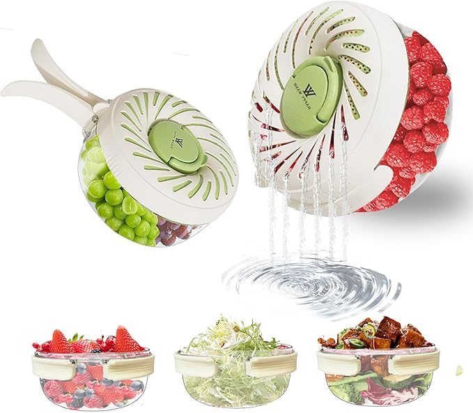 2 Pcs Multi Purpose Drain Basket with Lid, Collapsible Handle 2 in 1 Draining and Preservation Basket, Fruit Washing Bowl with Strainer, Colander for Suitable for Wash Berry, Vegetables