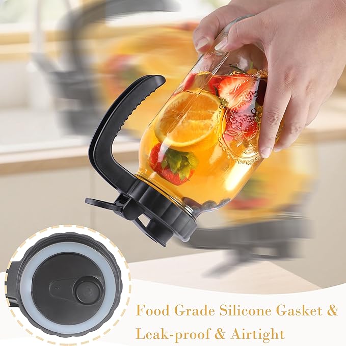 2 Quart Glass Mason Jar Pitcher With Lid 64 Oz Wide Mouth Cold Hot Water Pitcher Half Gallon Sun Tea Coffee Jug Carafe For Fridge Lemonade, Beverage,Breast Milk,Juice, Cold Brew Iced Tea Container