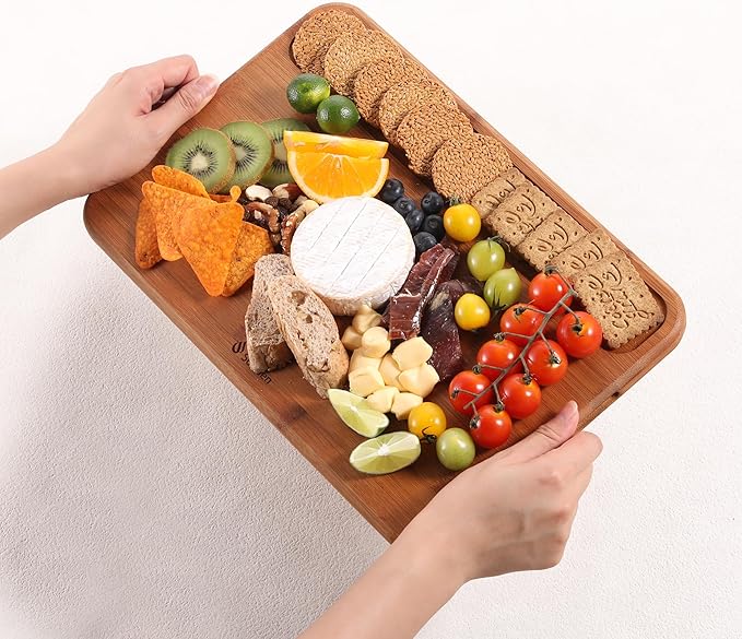 3 Packs Bamboo Cutting Board Set Non Toxic Wood Cutting Boards for Kitchen Nice Solid Thick Wood Juice Groove Chopping Board Extra Large Big Small Best Charcuterie Board for Organic Vegetable Meat