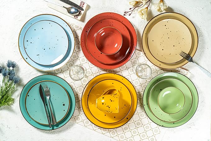 Small Hand Craft Dessert Bowls - 12oz, Set of 6 - Microwave, Oven, Dishwasher Safe, Ice Cream, Soup, Snacks, Rice, Cereal, Chili, Side Dishes, Dips, Ideal Gift - Vivid Assorted Colors