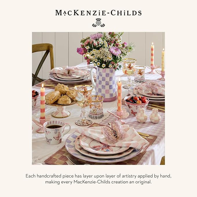 MACKENZIE-CHILDS Stemmed Wine Glass, Decorative Wine Glassware, 16 Ounces, Butterfly Hill