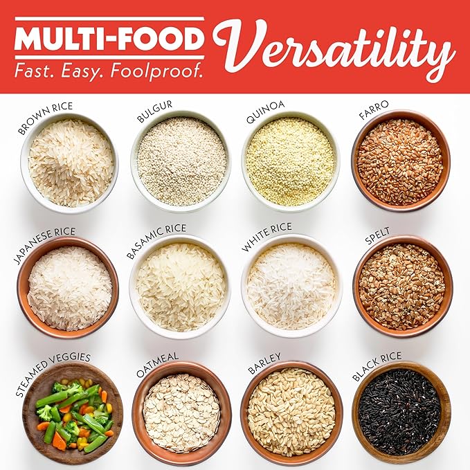 Gourmia Rice Cooker – 5 Qt Capacity, 20 Cup Cooked, 10 Cup Uncooked, Digital Controls, 6 Cooking Presets, Grain Cooker & Steamer, Nonstick Pot, Steam Tray, Delay Timer, Keep Warm, Stainless Steel