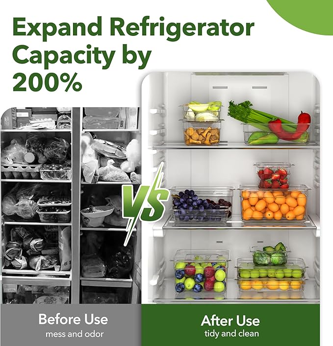 6 Pack Plastic Food Pan with Lid 1/2 Size 4 Inch Deep Restaurant Clear Food Storage Containers Polycarbonate Commercial Hotel Pans for Fruits Vegetables Beans Corns (6 PCS, 4'' Deep)