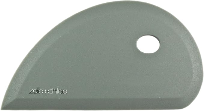 Zoie + Chloe Multipurpose Silicone Bowl Scraper - Dough Scraper for Cleaning Mixing Bowls, Baking Pan - Silicone Scraper Spatula For Painting, Smoothing, Frosting, Cake Decorating - Gray, 7x3.75