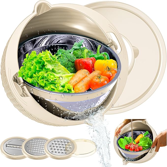 Colander with Bowl Set, Durable Rice and Pasta Strainer with Handle