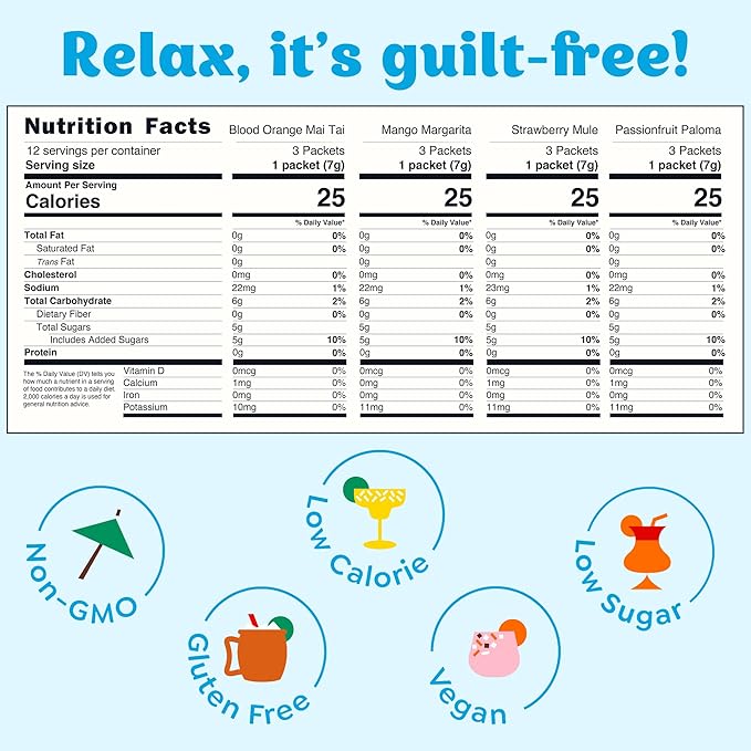Craftmix Variety Pack, Makes 12 Drinks, Skinny Cocktail Mixers, Mocktails Non-Alcoholic Drinks - Made With Real Fruit - Vegan Low-Carb, Low-Sugar, Non-GMO, Dairy Free, Gluten Free, Easy to Mix