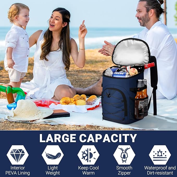 Cooler Backpack, Lightweight and Soft Backpack Cooler for Men Women, Insulated Lunch Bag for Camping Traveling Hiking