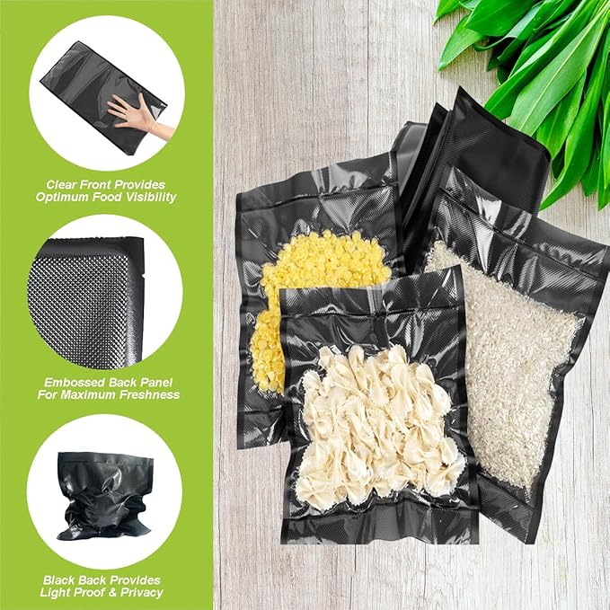 11" x 19.5' (Total 39 Feet) Vacuum Seal Bags Black and Clear, Vacuum Sealer Bags for Food Storage, Heavy Duty Commercial Grade 5 Mil Vacuum Bags, 2 Rolls