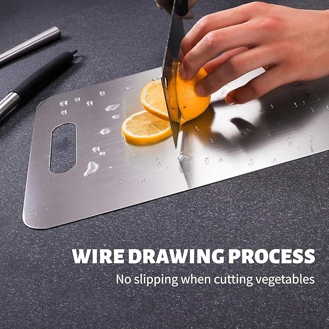 Titanium Cutting Board, New Upgrade Pure Titanium Cutting Boards for Kitchen,Food Grade 316 Stainless Steel Cutting Board,Double sided Dishwasher Safe 12 * 8inch