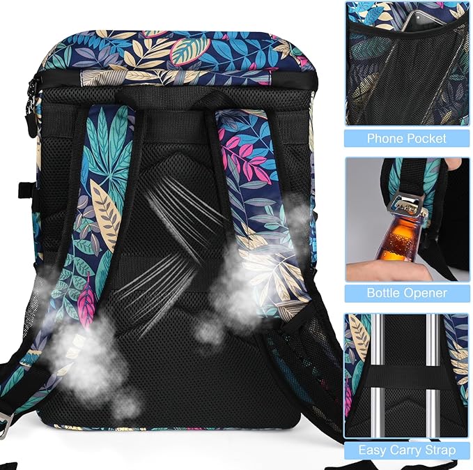 Backpack Coolers Insulated Leak Proof 30 Cans, Soft Sided Insulated Cooler Bags Ice Chest Backpack for Beach Travel Camping, with Reusable Ice Packs