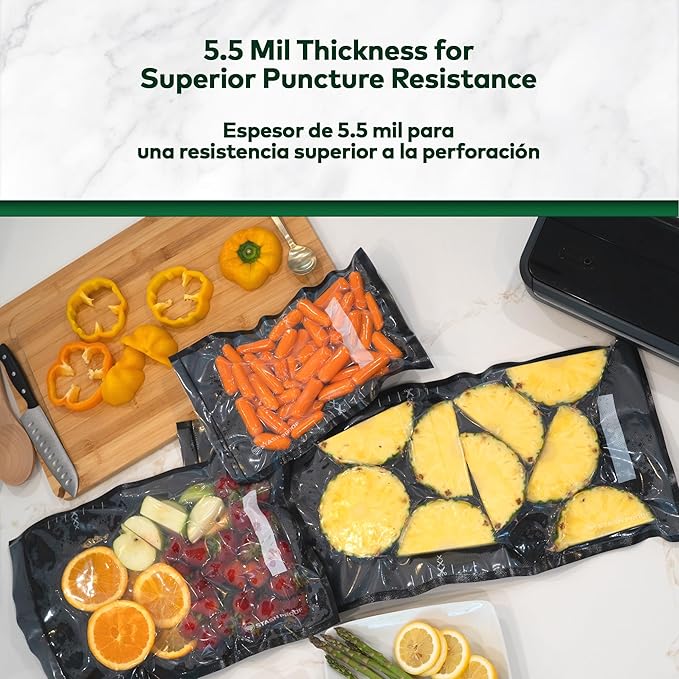 Vacuum Seal Rolls 11" x 25' 2 Pack (50 Feet Total) (Black and Clear) 5.5 Mil - BPA Free Commerical Grade Food Saver for Storage, Sous Vide, and Meal Prep Sealer Bag