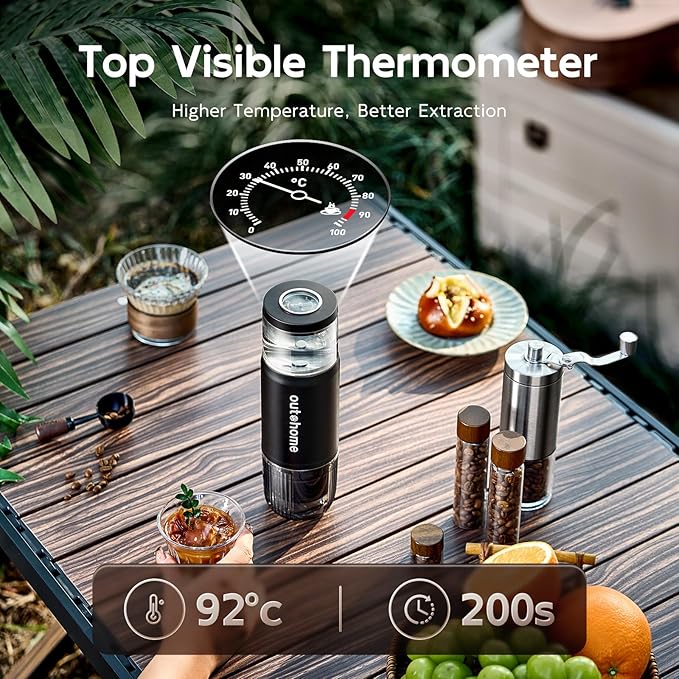 Portable Electric Espresso Machine,15 Bar Self Heating Outdoor Coffee Maker, Travel Coffee Machine for Camping With Ground Coffee and NS Capsule for RV, Office,Car Coffee with carry Bag