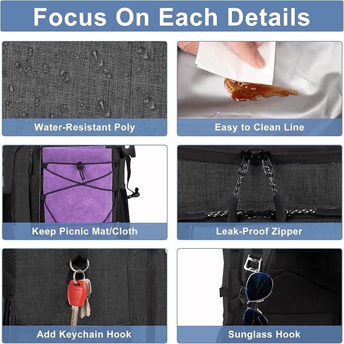 Backpack Coolers Insulated Leak Proof 30 Cans, Soft Sided Insulated Cooler Bags Ice Chest Backpack for Beach Travel Camping, with Reusable Ice Packs