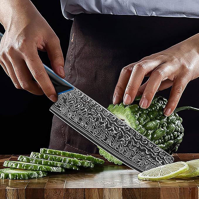7 inch Nakiri Knife, Sharp Kitchen Knife Professional Asian Chef Knife in 67-Layer Japanese Damascus Steel, Multipurpose Meat Cleaver Vegetable Knife with G10 Handle