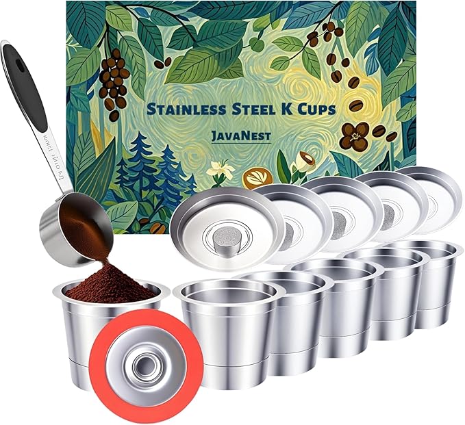 6 Pack Reusable K Cups for Keurig 2.0 & 1.0, Stainless Steel Reusable Coffee Pods for Keurig, Keurig Reusable Pods, Refillable Coffee Filter with Scoop & 6 Extra Seals, Eco-Friendly, BPA-Free
