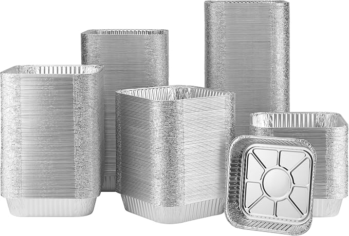 Nicole Home Collection 8x8 Aluminum Pans (500 Pack) 8 Inch Foil Pans - Cake Pans - Aluminum Square Pans - Disposable Food container - great For Cake Baking, Cooking, Heating, Freezing, Prepping Food