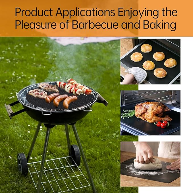 UBeesize 2 Pack Thickened Oven Liners for Bottom of Oven BPA & PFOA Free, Reusable 16x24 Inch Heavy Duty Non Stick Teflon Oven Mats, Fit Electric Gas Toaster Convection Microwave Ovens Grills