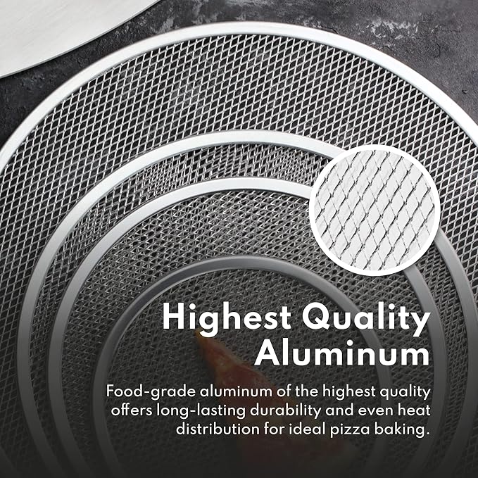 New Star Foodservice 50691 Restaurant-Grade Aluminum Pizza Baking Screen, Seamless, 16-Inch