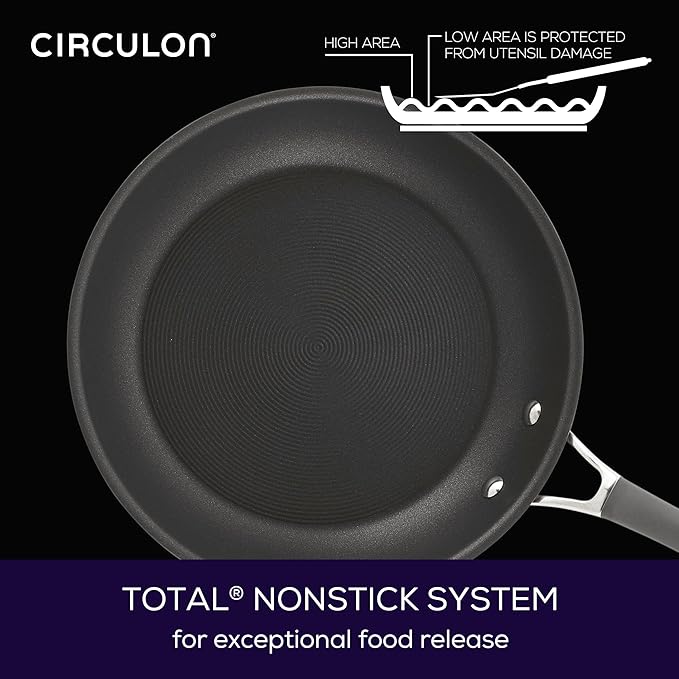 Circulon Radiance Hard Anodized Nonstick Frying / Fry Pan Set / Skillet Set - 8.5 Inch, 10 Inch, and 12.25 Inch , Gray