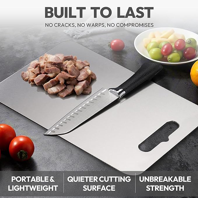 100% Pure Titanium Cutting Board-Titanium board for Kitchen,14"x9.9"x0.08"- Easy to clean, Dishwasher safe Chopping Board, Double Sided Cutting Board for Meat, Poultry, Fruit, Vegetable