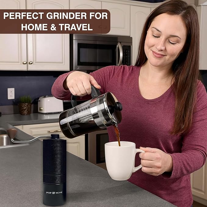 Manual Coffee Grinder – Stainless‑Steel Burr, Adjustable Coarseness, Portable Hand Mill with Cleaning Brush