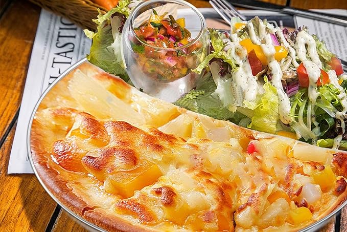 13½ inch Pizza Pan Set, Set of 3, Stainless Steel Pizza Pan Set Large Pizza Oven Pans Tray for Baking Serving, Healthy & Heavy Duty, Dishwasher Safe & Easy Clean