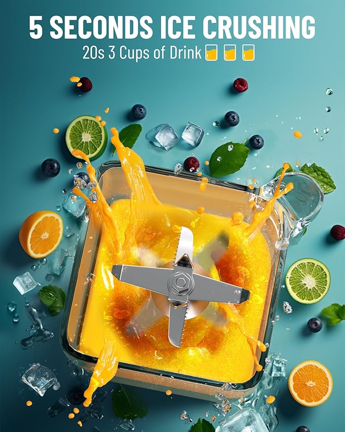 Wantjoin Blender for Smoothies - Soundproof & Quiet Commercial Blenders, Removable Shield, 2000W Watte, 67 Oz Capacity - Perfect for Kitchen, Fruits, Shakes, Smoothies, and Frozen Drinks(Gray)