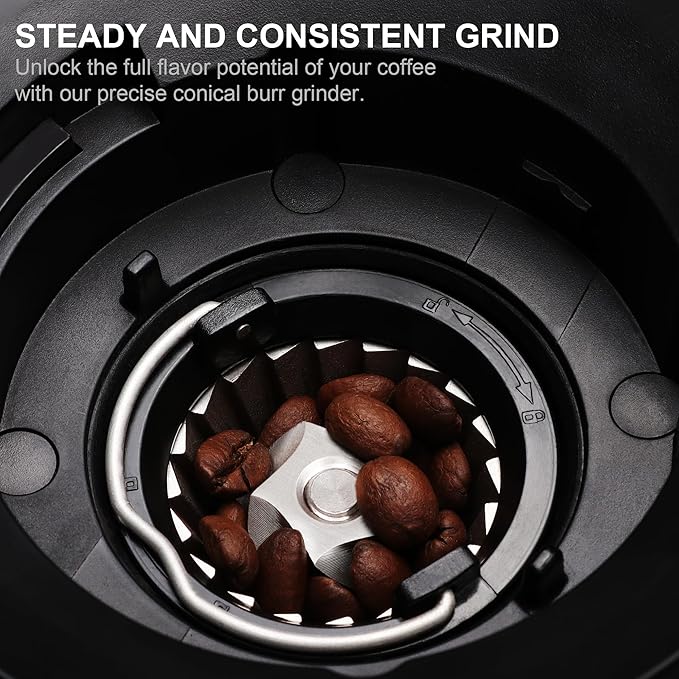 BioloMix Electric Coffee Grinder, Conical Burr Grinder with 30 Precise Grind Settings, LCD Touchscreen, Anti-Static Technology, for Espresso, French Press,1-12 Cups, Black