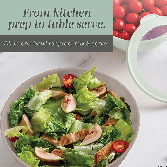 COOK WITH COLOR Mixing Bowls with Lids - 12 Piece Plastic Nesting Bowls Set includes 6 Prep Bowls and 6 Lids, Diamond Design - Microwave Safe (Mint)