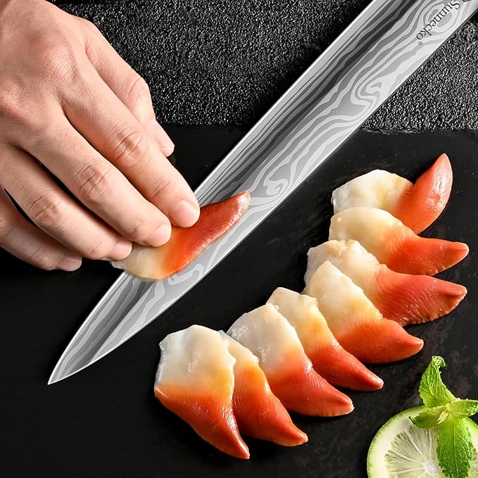 Sunnecko 10.5 inch Sashimi Knife,High Carbon Stainless Steel Japanese Sushi Knives,Yanagiba Knife with Knife Sheath and Gift Box