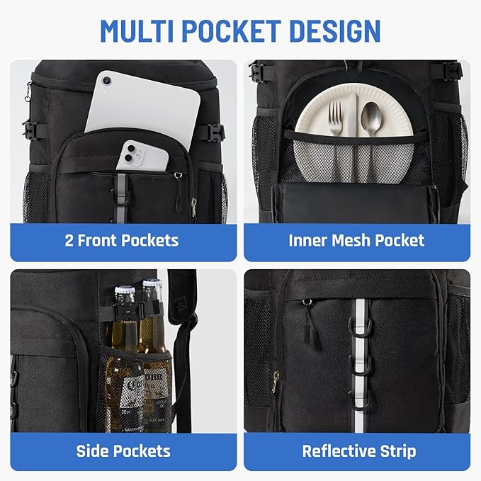Cooler Backpack, Lightweight and Large Capacity Soft Backpack Cooler, Leak Proof Cooler Bag for Men Women