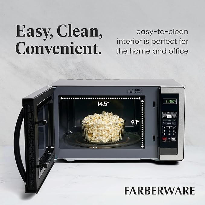 Farberware FMWO11AHTBKB 1.1 Cu. Ft. Stainless Steel Countertop Microwave Oven