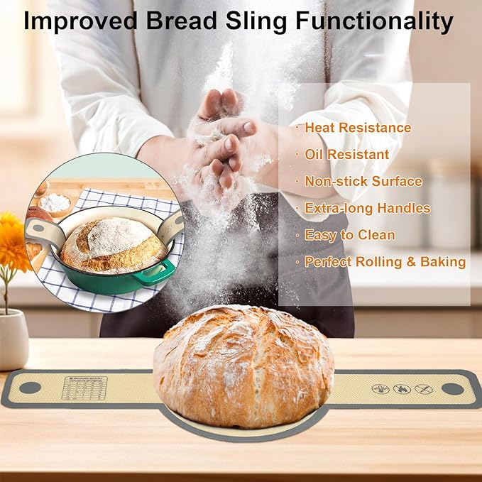 11-Piece Measuring Cups and Spoons Set with Stackable Measuring Cup, Lid, and Silicone Bread Sling(Grey), Unique Kitchen Gadgets for Baking and Cooking, BPA-Free, Dishwasher Safe
