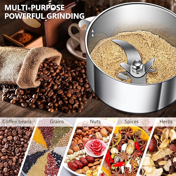 Grain Mill 150g High Speed Food Electric Stainless Steel Grinder Mill Seeds Flour Nut Pill Wheat Corn Herbs Spices & Seasonings Grinder Dry Grain Powder Machine