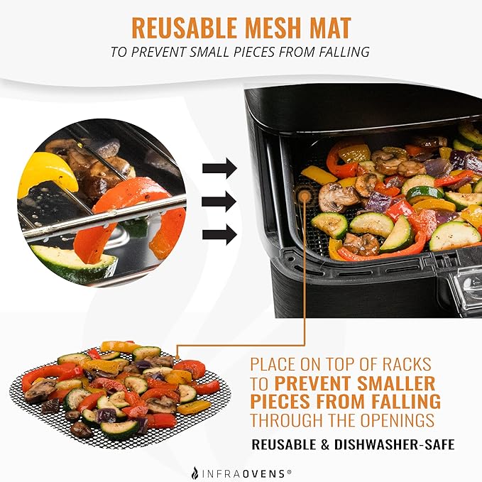 Air Fryer Rack Accessories Compatible with Comfee, Dash, Nuwave® Brio 6qt + More | 6.3 inch Air Fryer Accessory Set with Rack & Silicone Mat and Reusable Mats for Compact, Small, and Mini Air Fryers