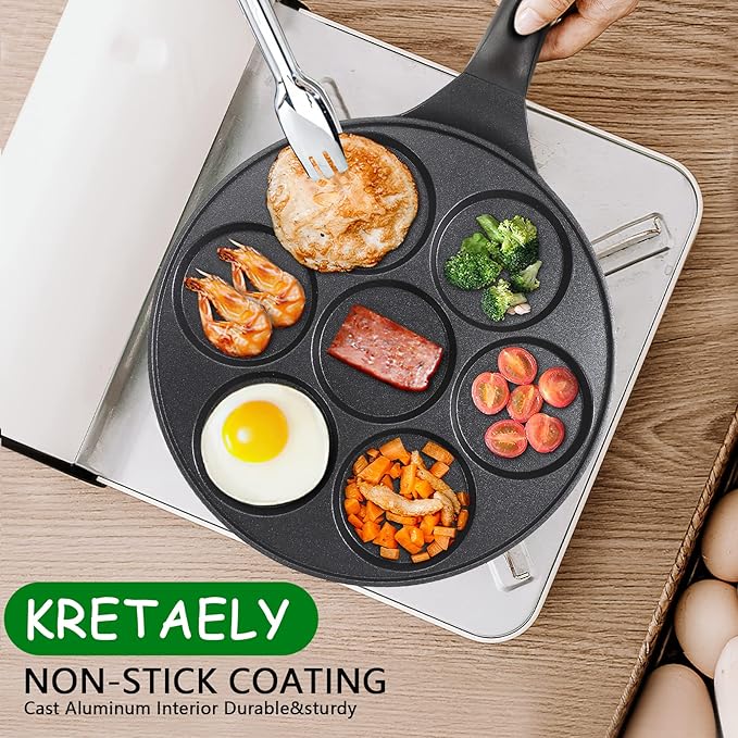 Nonstick Pancake Pan Pancake Griddle With 7-mold Design Mini Pancake Maker With PFOA Free Coating-Black