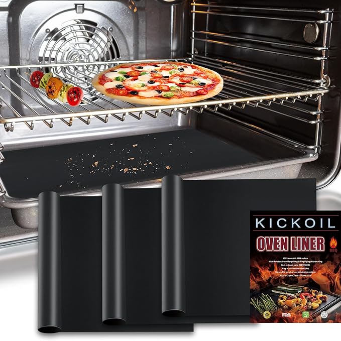 Oven Liners for Bottom of Oven/Electric Oven/Gas Oven/Toaster Oven,Nonstick Oven Mat for Bottom of Oven Heavy Duty Resuable Oven Protector BPA&PFOA Free Baking Cooking Supplies,3 Pack,16x20 IN