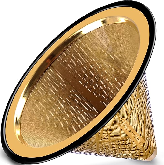 Compatible with Chemex, Hario V60 Pour Over Coffee Filter - Wide Metal Base Reusable Stainless Steel Coffee Dripper - Paperless Coffee Filter for Sustainable Brewing