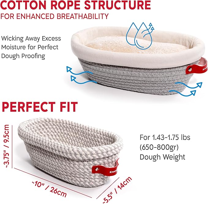 Sourdough Starter Kit (PRO 34oz Jar, 2xOval baskets, Red Bread Lame)