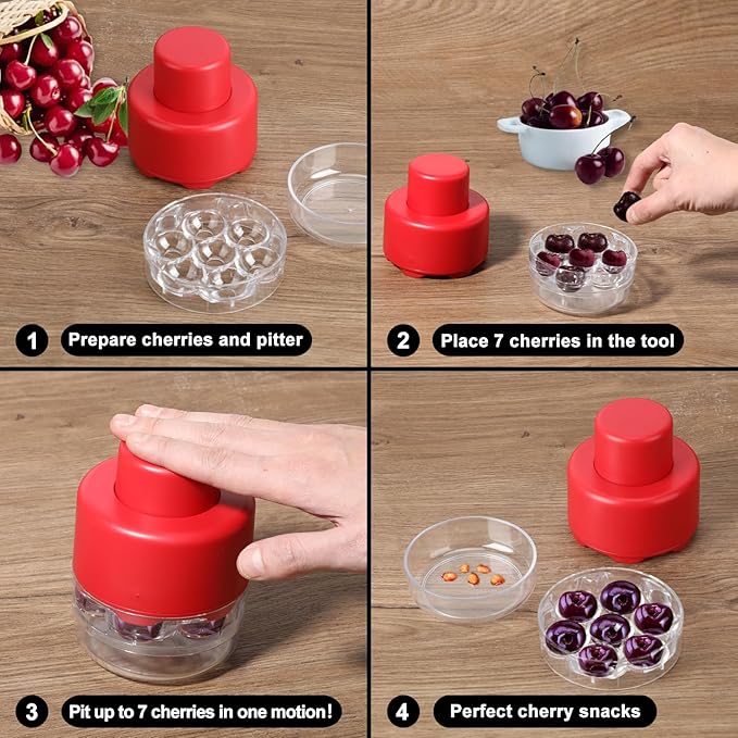 Cherry Pitter Portable Cherry Core Remover with 7 Individual Holes,Easy to Use,Multi-Function Cherries Stoner Seed Remover Tool for Making Cherry Jam