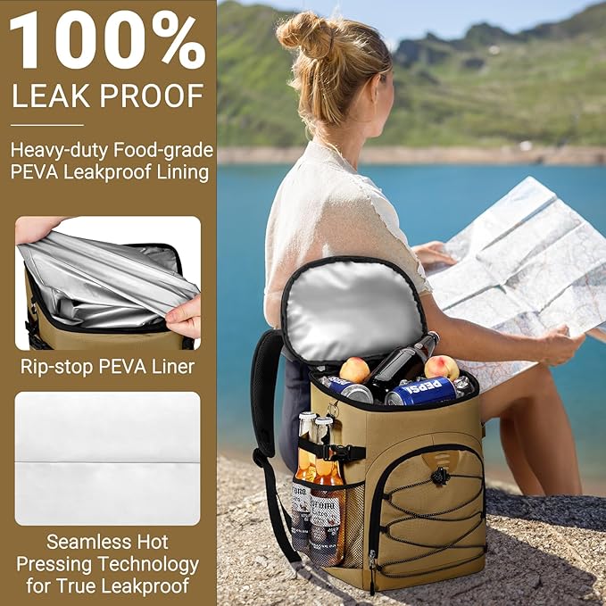 Cooler Backpack, Lightweight and Soft Backpack Cooler for Men Women, Insulated Lunch Bag for Camping Traveling Hiking