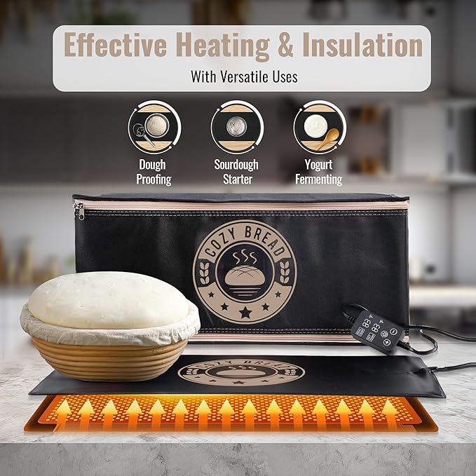 Cozy Bread® Proofing Mat & Thermal Insulation Box Bundle (10" x 21") | The Best Bread Proofer | Proof Dough, Grow Sourdough Starter, Ferment Yogurt