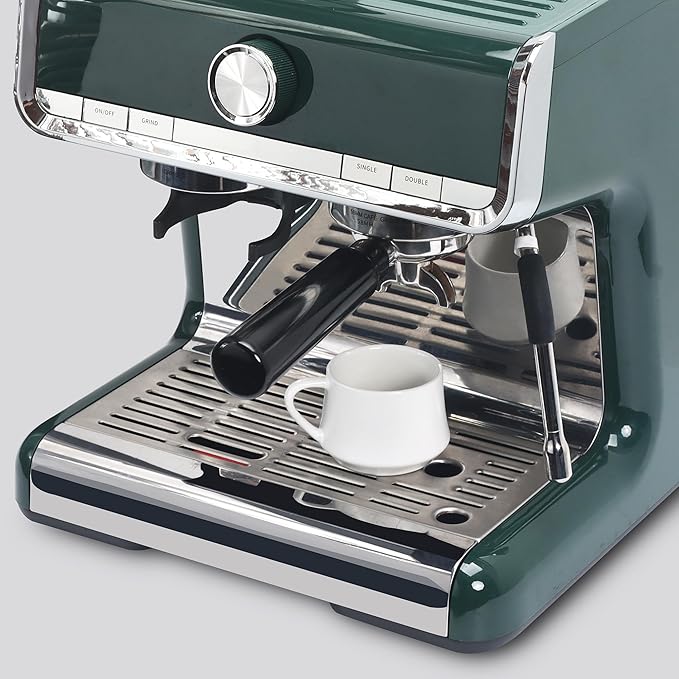 Lareina 3-Ounce Porcelain Espresso Cups Set of 6, Stackable Coffee Cups with Saucers, Spoons and Metal Stand, Ceramic Demitasse Mugs, Espresso Accessories for Machine, White